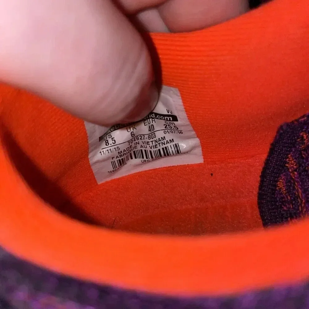 Nike Roshe One‎ Flyknit Shoes Womens 8.5 Purple Orange 704927-803 Running